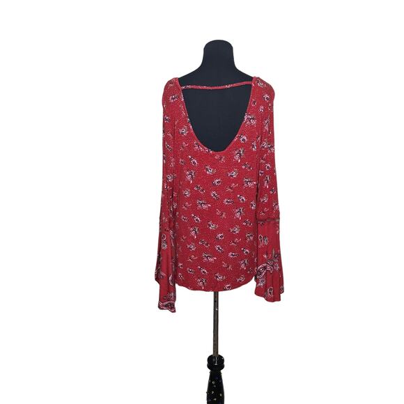 True Craft red floral long sleeves tunic top size 1X - Picture 8 of 9